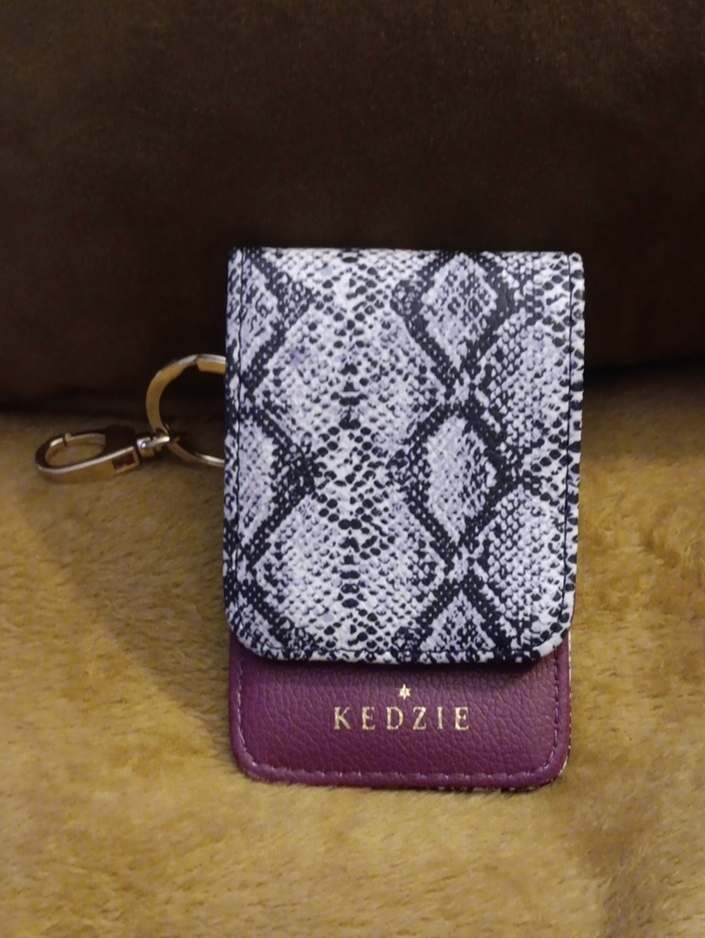 Kedzie Purple Leather Key Card Holder